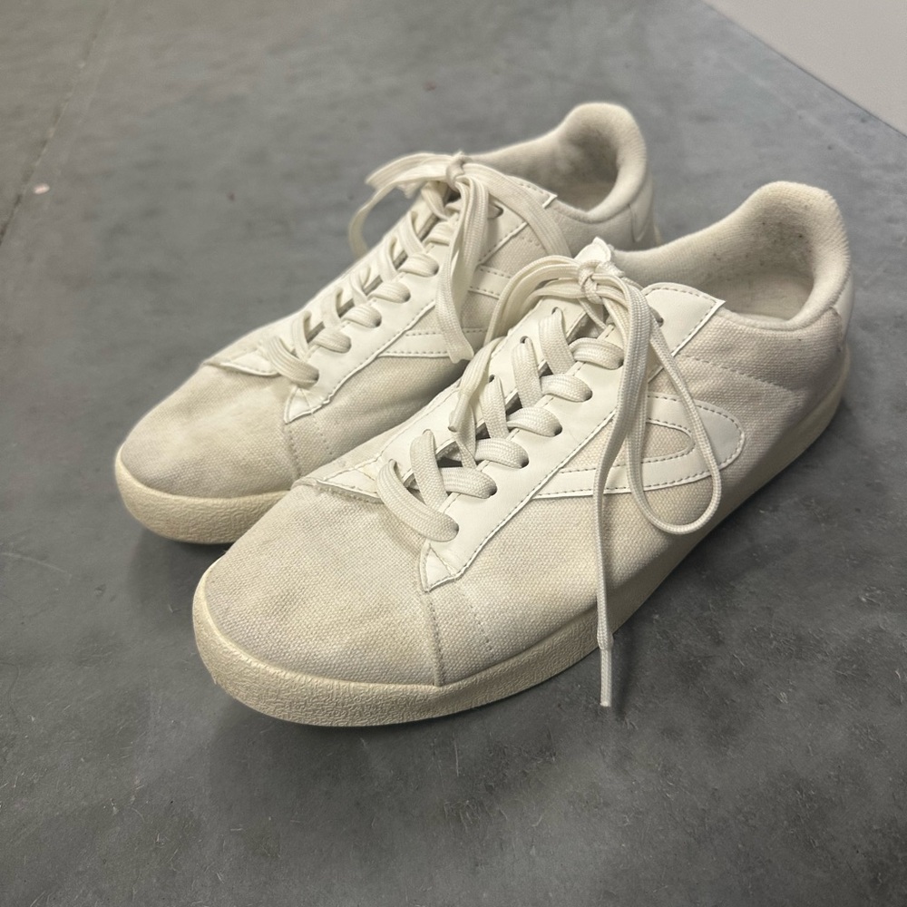 Cream Tretorn Blucher Canvas and Leather Sneakers